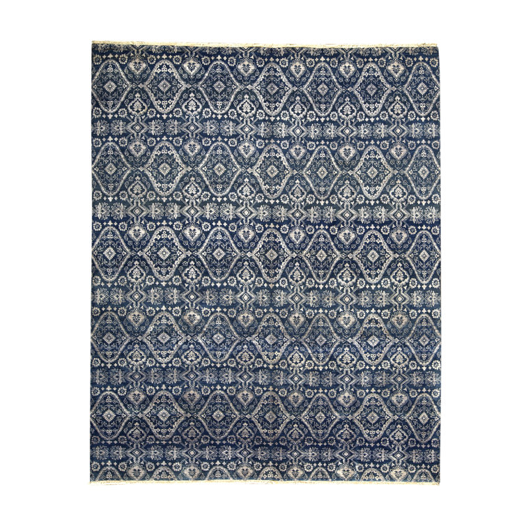 Bokara Rug Co., Inc. HandKnotted HighQuality Blue and Silver Area Rug
